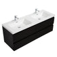 Laviva 313AUR-60DMMB-GW Laviva Aurora 60" Matte Midnight Black Wall Hung Double Sink Bathroom Vanity with White Acrylic Countertop 313AUR-60DMMB-GW