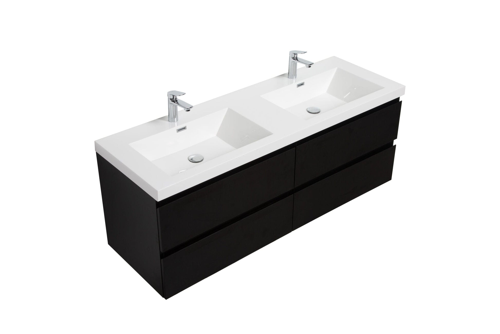 Laviva 313AUR-60DMMB-GW Laviva Aurora 60" Matte Midnight Black Wall Hung Double Sink Bathroom Vanity with White Acrylic Countertop 313AUR-60DMMB-GW