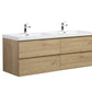 Laviva 313AUR-60DSO-GW Laviva Aurora 60" Sonoma Oak Wall Hung Double Sink Bathroom Vanity with White Acrylic Countertop 313AUR-60DSO-GW