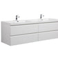 Laviva 313AUR-72DGPW-GW Laviva Aurora 72" Glossy Polar White Wall Hung Double Sink Bathroom Vanity with White Acrylic Countertop 313AUR-72DGPW-GW