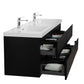 Laviva 313AUR-72DMMB-GW Laviva Aurora 72" Matte Midnight Black Wall Hung Double Sink Bathroom Vanity with White Acrylic Countertop 313AUR-72DMMB-GW