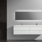 Laviva 313AUR-84DGPW-GW Laviva Aurora 84" Glossy Polar White Wall Hung Double Sink Bathroom Vanity with White Acrylic Countertop 313AUR-84DGPW-GW