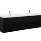 Laviva 313AUR-84DMMB-GW Laviva Aurora 84" Matte Midnight Black Wall Hung Double Sink Bathroom Vanity with White Acrylic Countertop 313AUR-84DMMB-GW