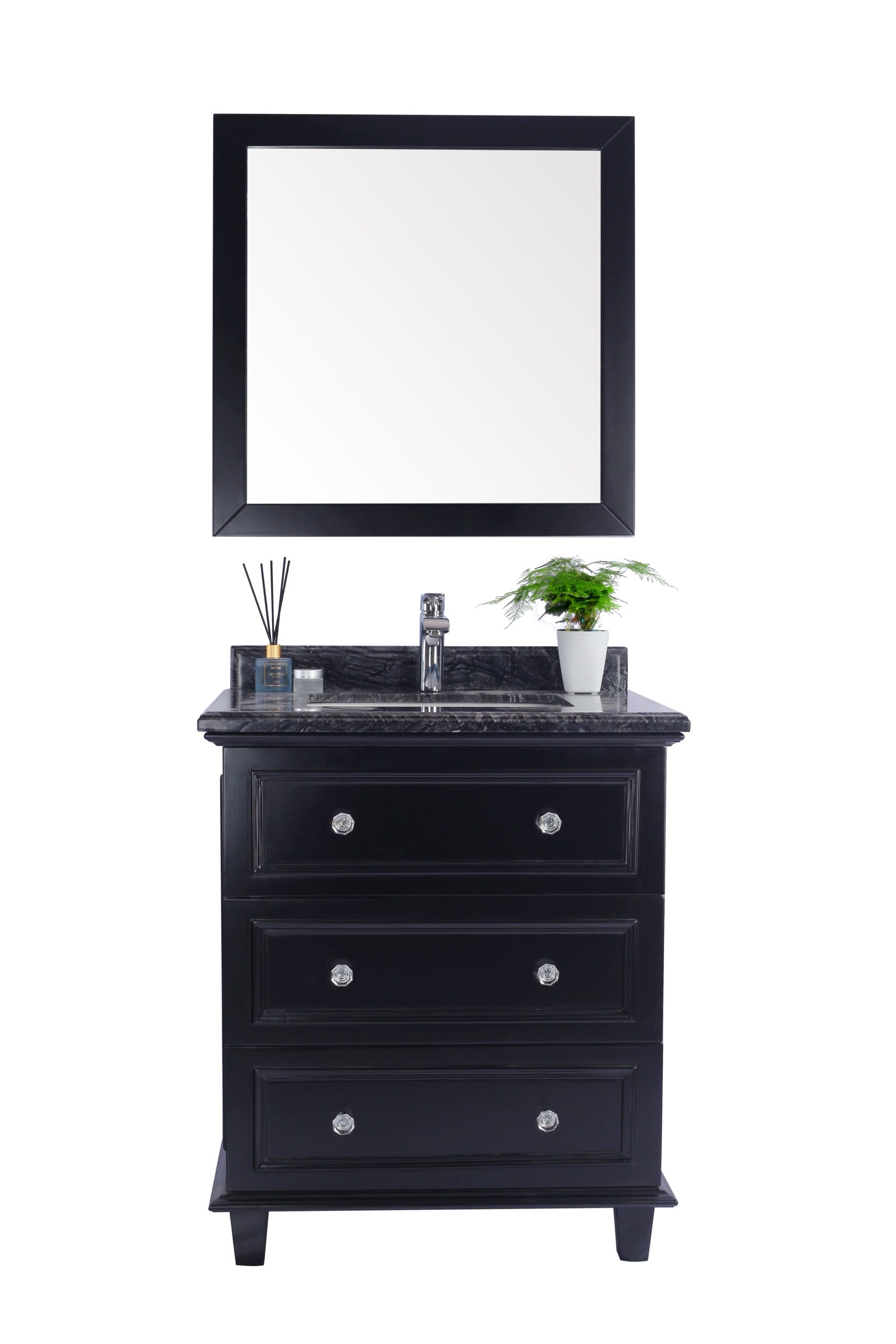 Laviva 313DVN-30E-BW Laviva Luna 30" Espresso Bathroom Vanity with Black Wood Marble Countertop 313DVN-30E-BW