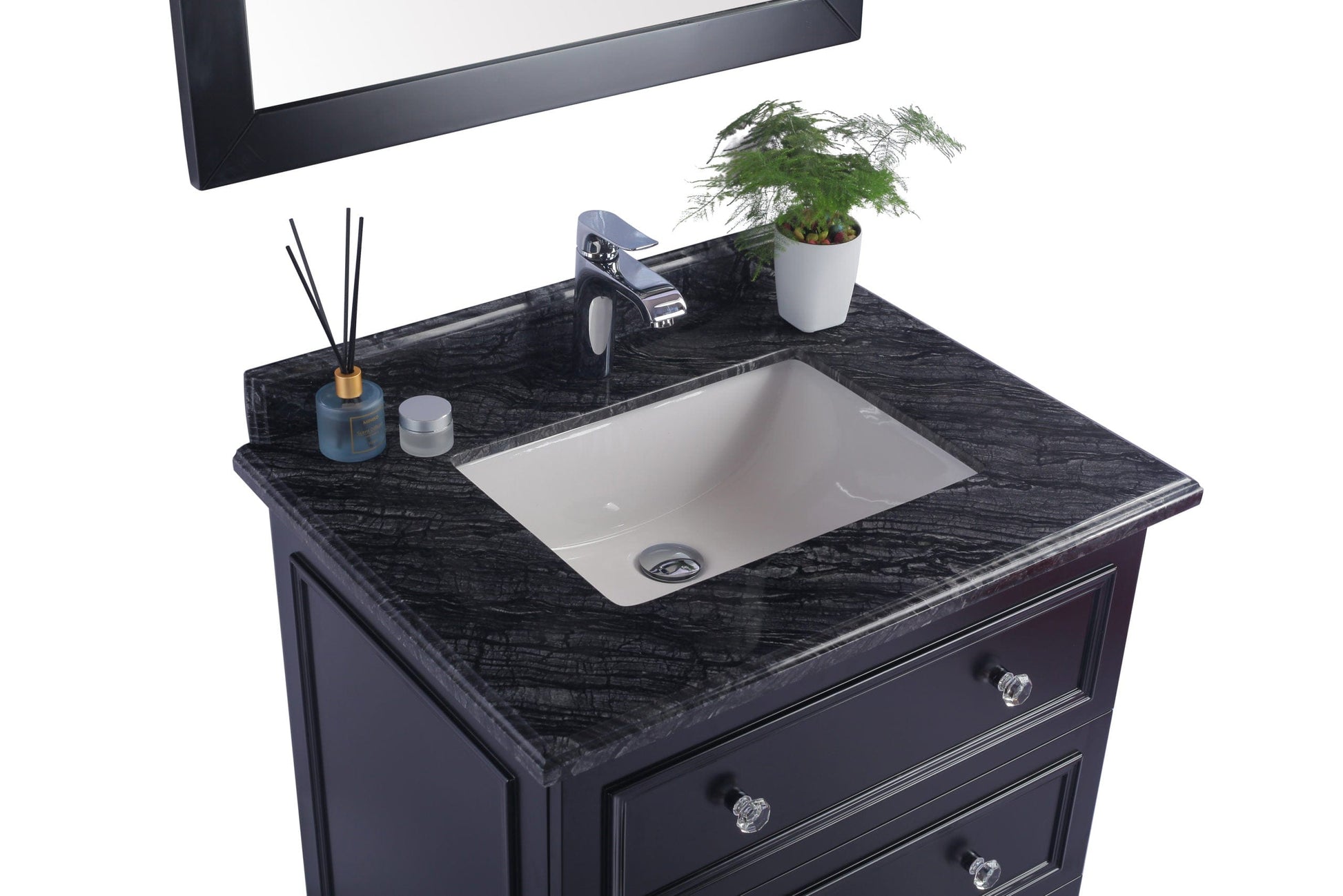 Laviva 313DVN-30E-BW Laviva Luna 30" Espresso Bathroom Vanity with Black Wood Marble Countertop 313DVN-30E-BW