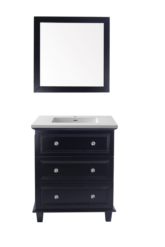 Laviva 313DVN-30E-MW Laviva Luna 30" Espresso Bathroom Vanity with Matte White VIVA Stone Solid Surface Countertop 313DVN-30E-MW