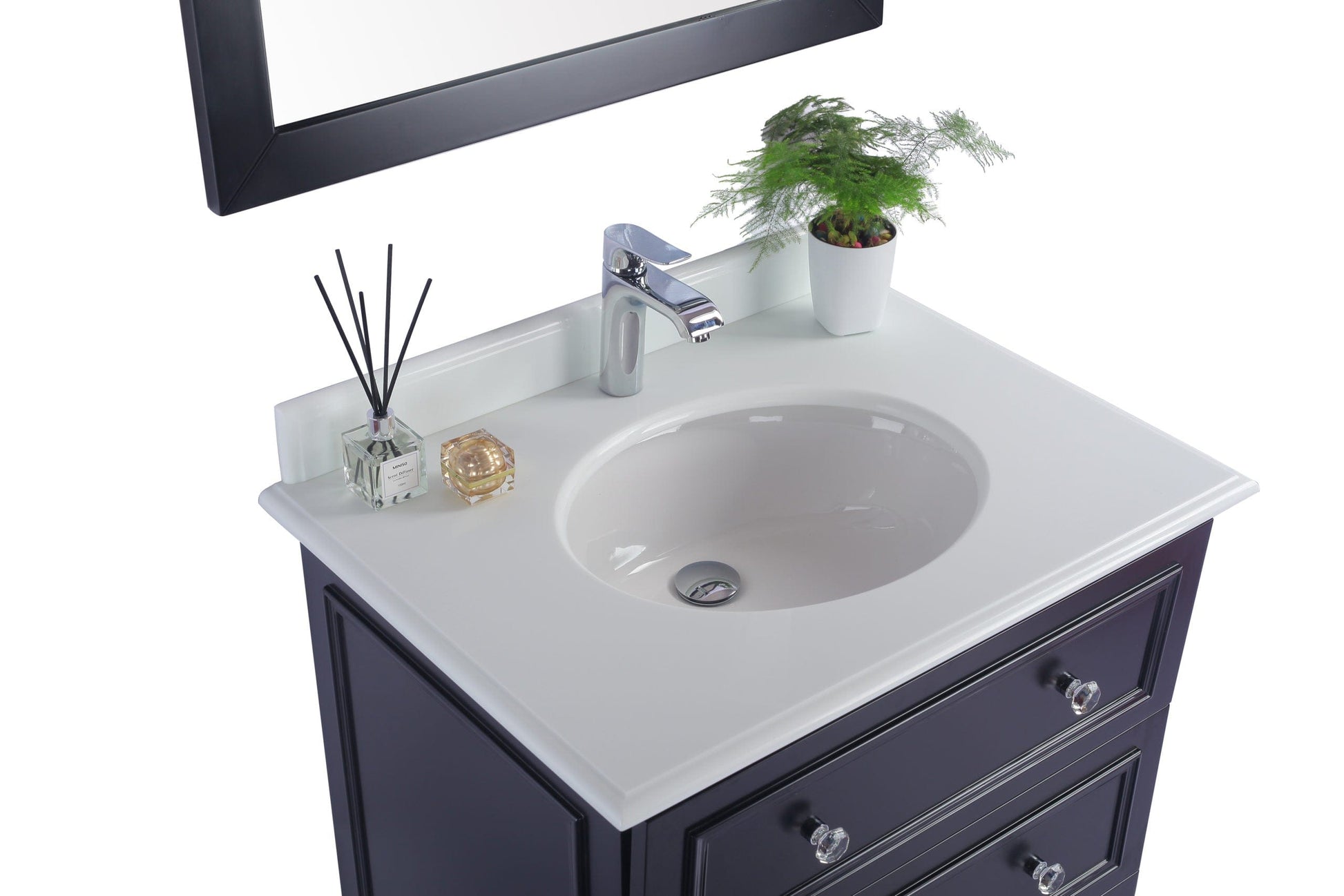 Laviva 313DVN-30E-PW Laviva Luna 30" Espresso Bathroom Vanity with Pure White Phoenix Stone Countertop 313DVN-30E-PW