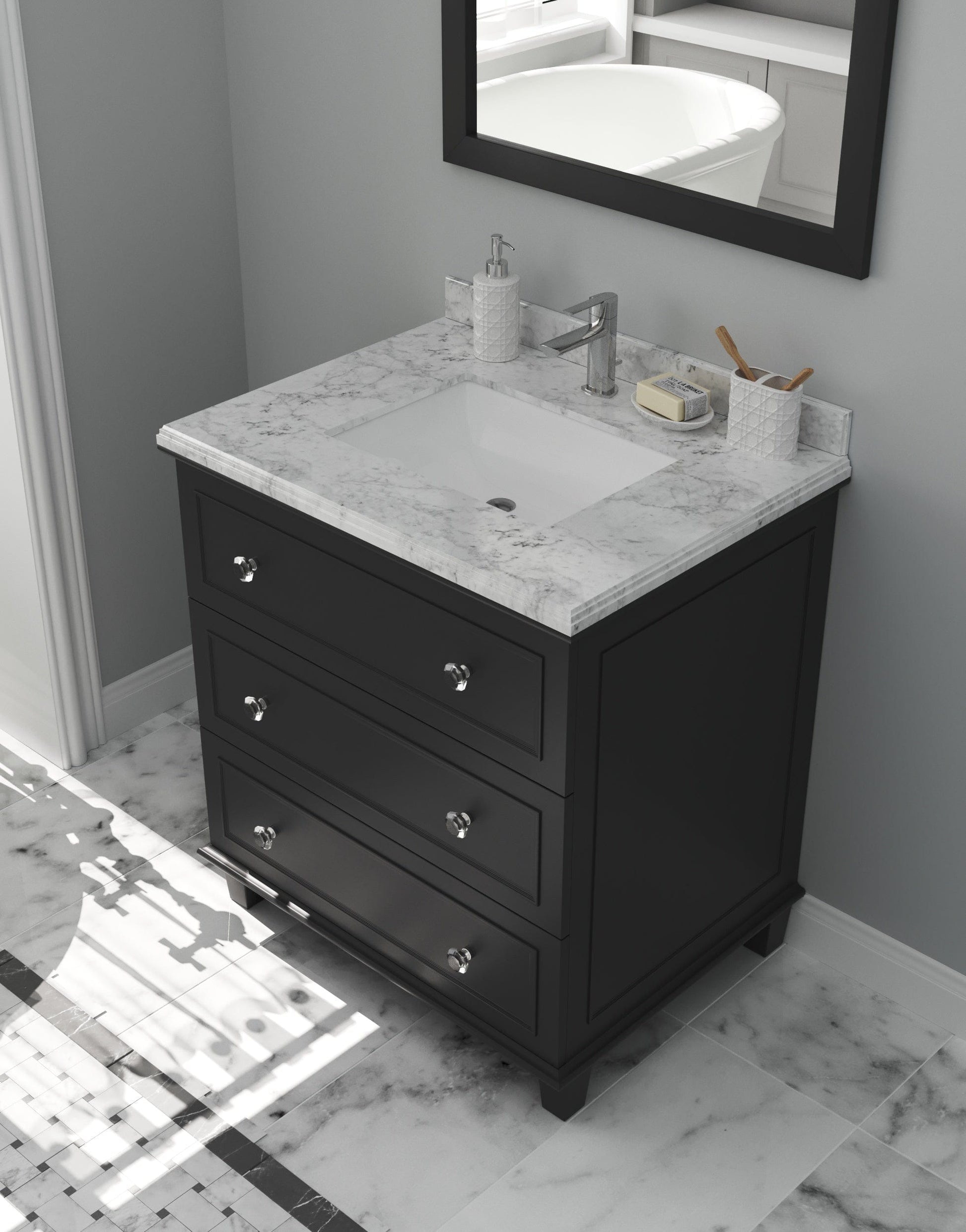 Laviva 313DVN-30E-WC Laviva Luna 30" Espresso Bathroom Vanity with White Carrara Marble Countertop 313DVN-30E-WC