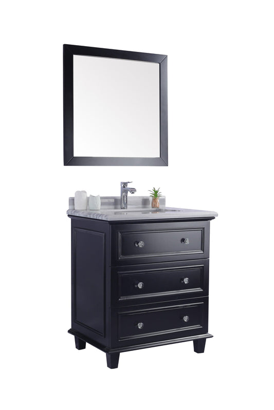 Laviva 313DVN-30E-WS Laviva Luna 30" Espresso Bathroom Vanity with White Stripes Marble Countertop 313DVN-30E-WS