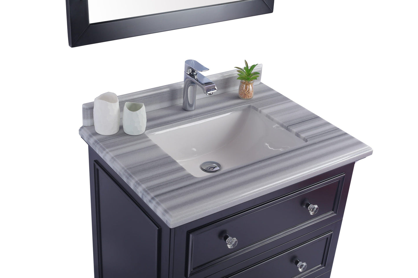 Laviva 313DVN-30E-WS Laviva Luna 30" Espresso Bathroom Vanity with White Stripes Marble Countertop 313DVN-30E-WS