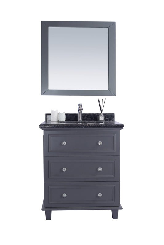 Laviva 313DVN-30G-BW Laviva Luna 30" Maple Gray Bathroom Vanity with Black Wood Marble Countertop 313DVN-30G-BW