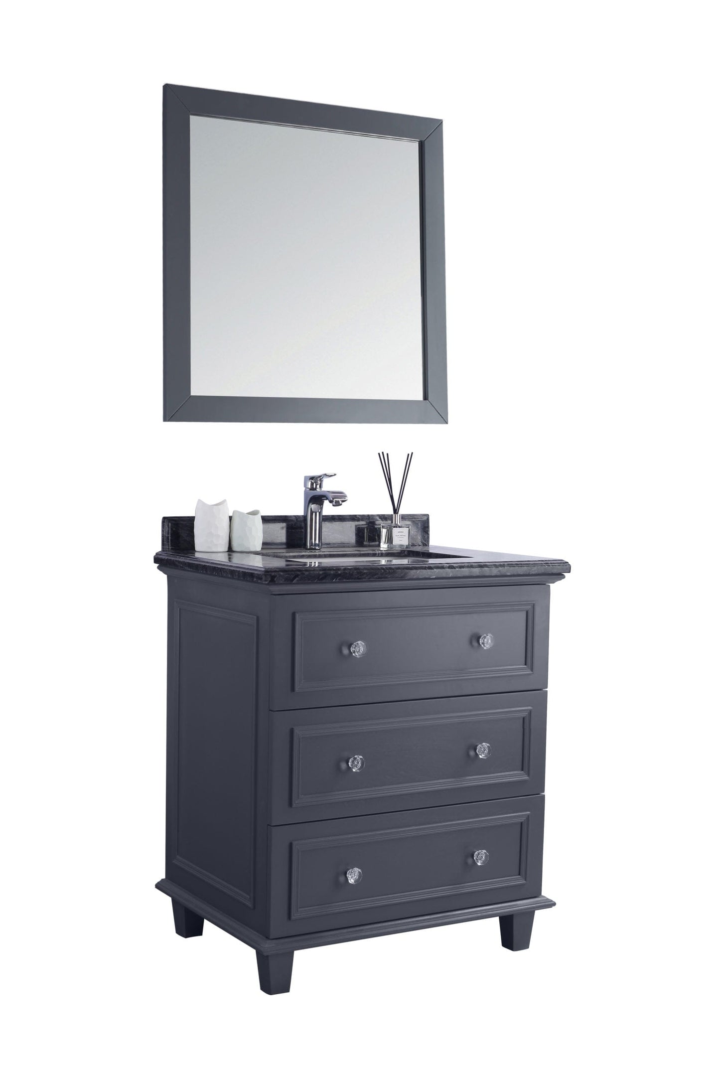 Laviva 313DVN-30G-BW Laviva Luna 30" Maple Gray Bathroom Vanity with Black Wood Marble Countertop 313DVN-30G-BW