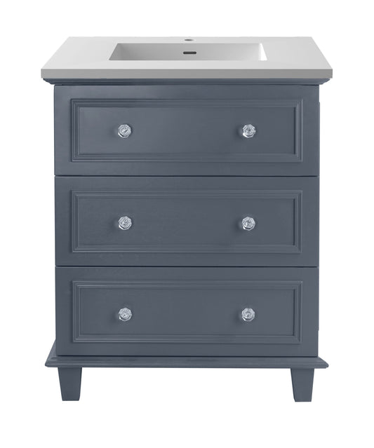 Laviva 313DVN-30G-MW Laviva Luna 30" Maple Gray Bathroom Vanity with Matte White VIVA Stone Solid Surface Countertop 313DVN-30G-MW