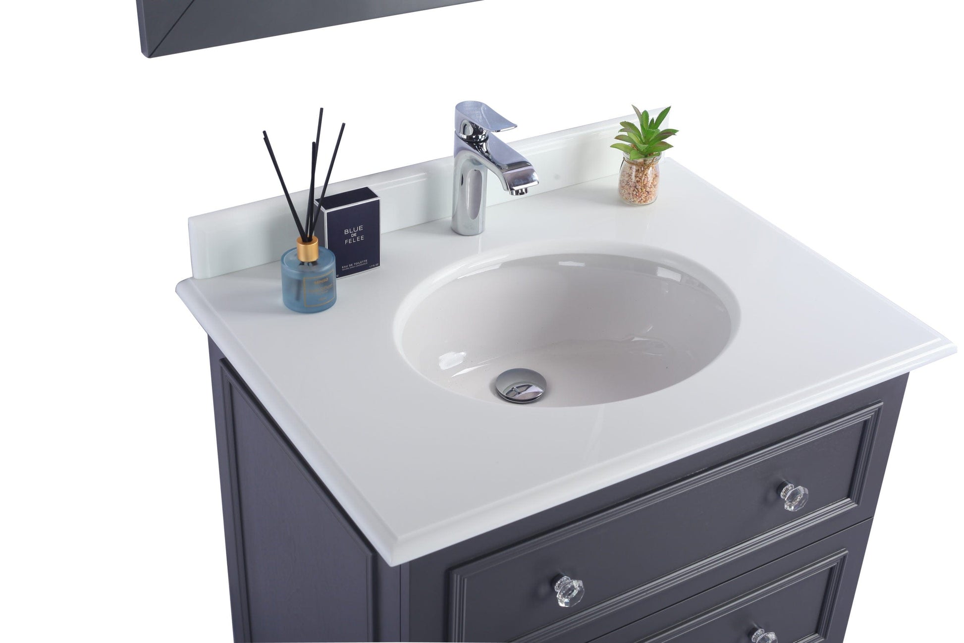 Laviva 313DVN-30G-PW Laviva Luna 30" Maple Gray Bathroom Vanity with Pure White Phoenix Stone Countertop 313DVN-30G-PW