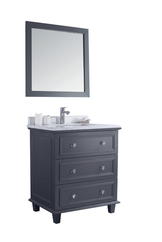 Laviva 313DVN-30G-WC Laviva Luna 30" Maple Gray Bathroom Vanity with White Carrara Marble Countertop 313DVN-30G-WC