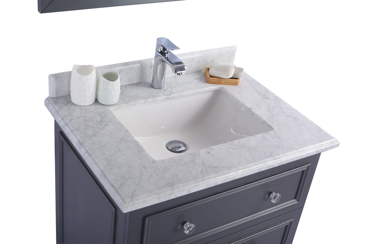 Laviva 313DVN-30G-WC Laviva Luna 30" Maple Gray Bathroom Vanity with White Carrara Marble Countertop 313DVN-30G-WC