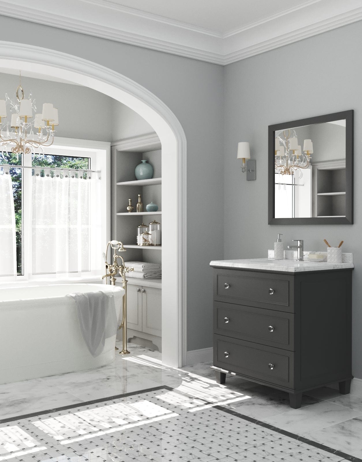 Laviva 313DVN-30G-WC Laviva Luna 30" Maple Gray Bathroom Vanity with White Carrara Marble Countertop 313DVN-30G-WC