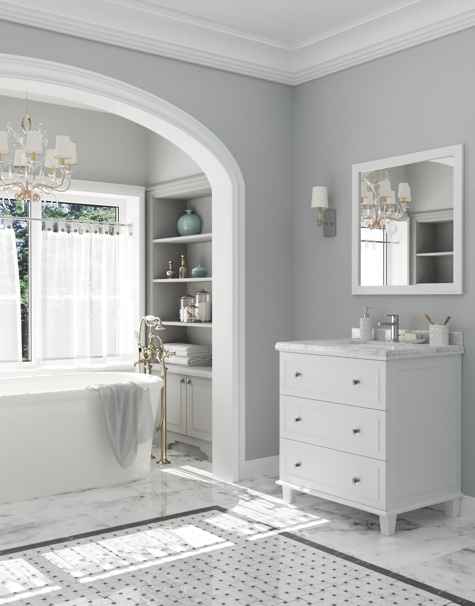 Laviva 313DVN-30W-WC Laviva Luna 30" White Bathroom Vanity with White Carrara Marble Countertop 313DVN-30W-WC