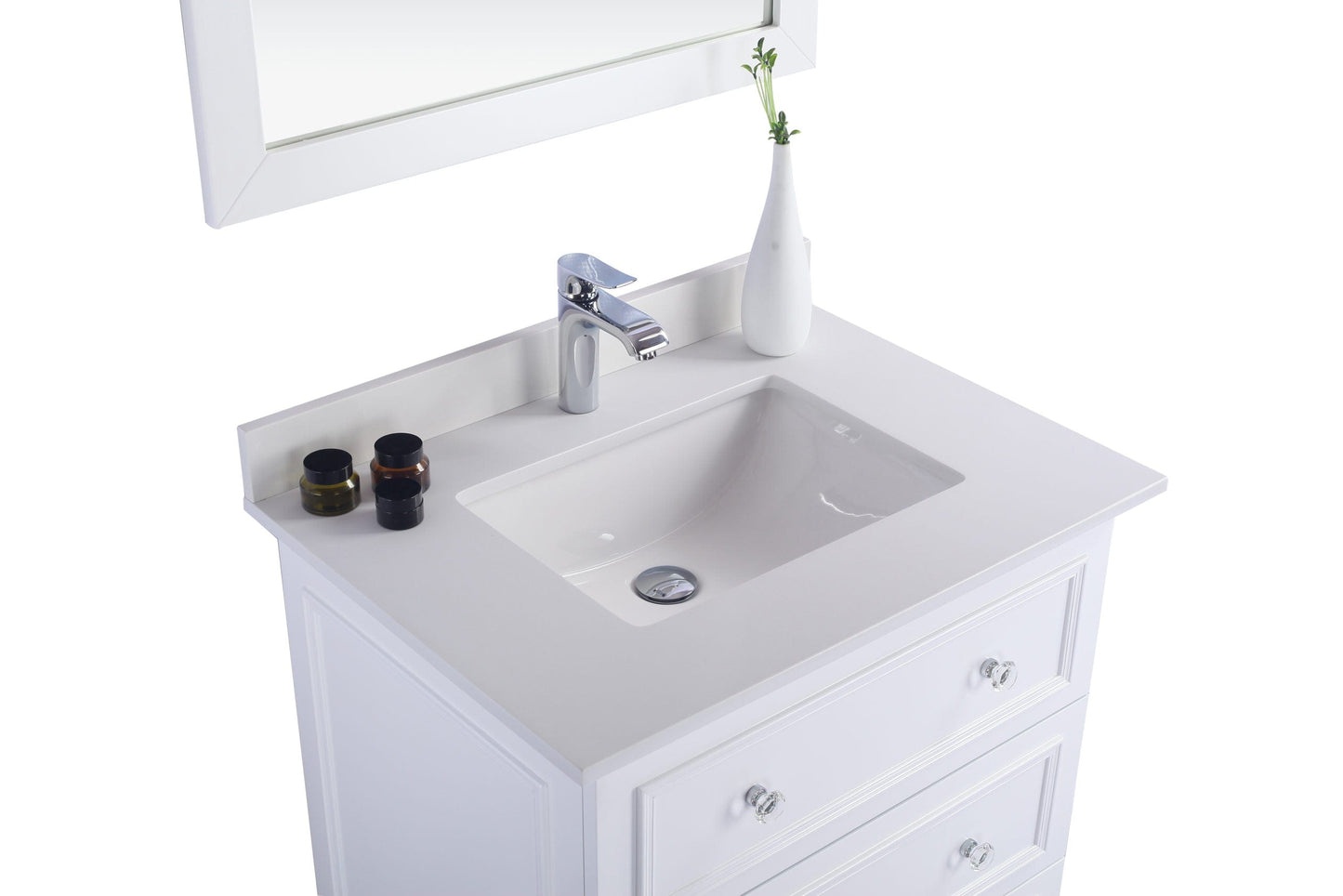 Laviva 313DVN-30W-WQ Laviva Luna 30" White Bathroom Vanity with White Quartz Countertop 313DVN-30W-WQ