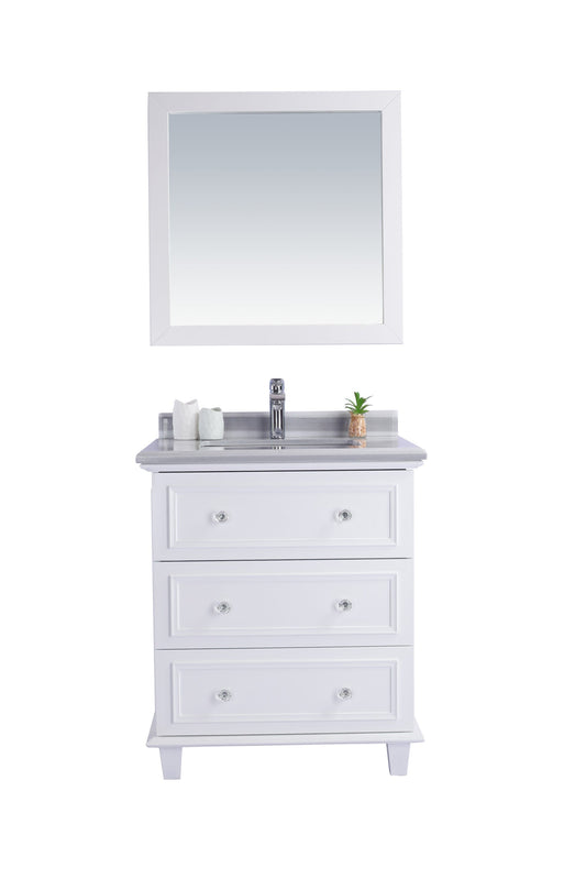 Laviva 313DVN-30W-WS Laviva Luna 30" White Bathroom Vanity with White Stripes Marble Countertop 313DVN-30W-WS