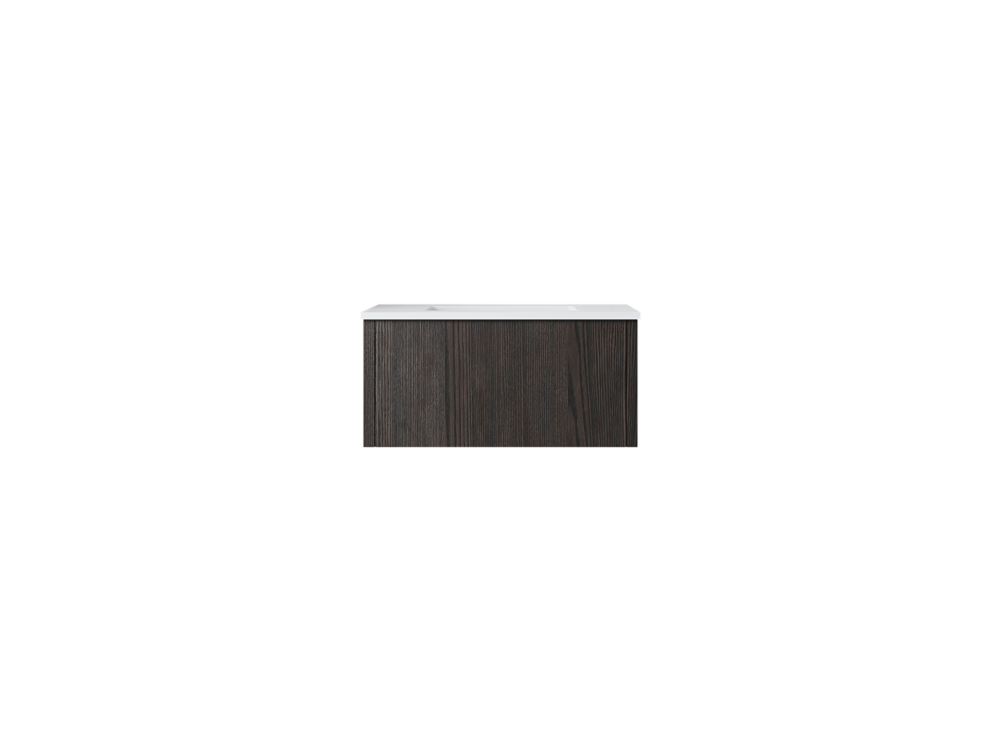 Laviva 313LGN-30CR-MW Laviva Legno 30" Carbon Oak Bathroom Vanity with Matte White VIVA Stone Solid Surface Countertop 313LGN-30CR-MW