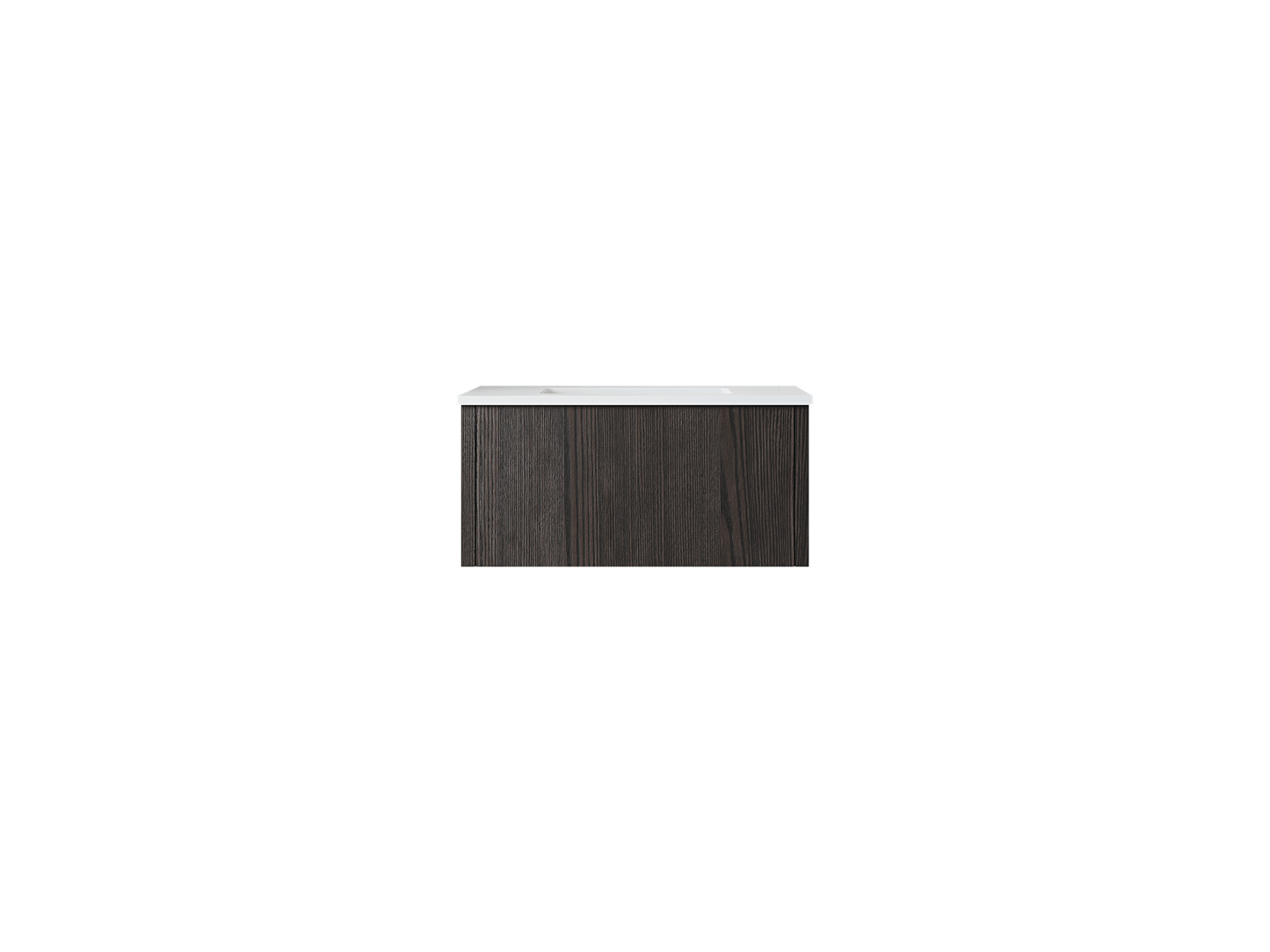 Laviva 313LGN-30CR-MW Laviva Legno 30" Carbon Oak Bathroom Vanity with Matte White VIVA Stone Solid Surface Countertop 313LGN-30CR-MW