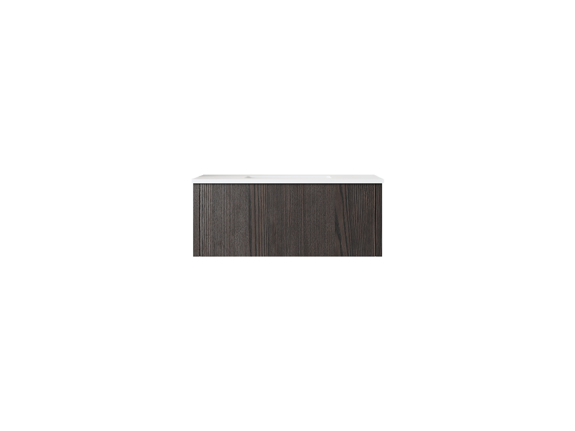 Laviva 313LGN-36CR-MW Laviva Legno 36" Carbon Oak Bathroom Vanity with Matte White VIVA Stone Solid Surface Countertop 313LGN-36CR-MW