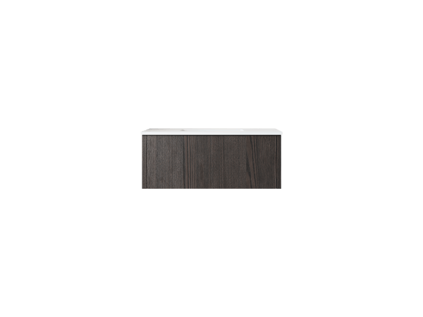 Laviva 313LGN-36CR-MW Laviva Legno 36 Carbon Oak Bathroom Vanity with Matte White VIVA Stone Solid Surface Countertop 313LGN-36CR-MW