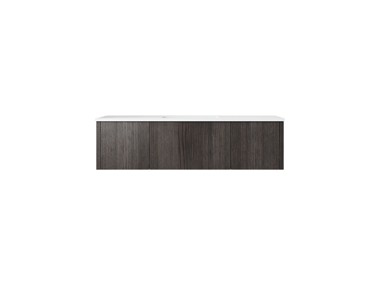 Laviva 313LGN-54CR-MW Laviva Legno 54" Carbon Oak Bathroom Vanity with Matte White VIVA Stone Solid Surface Countertop 313LGN-54CR-MW