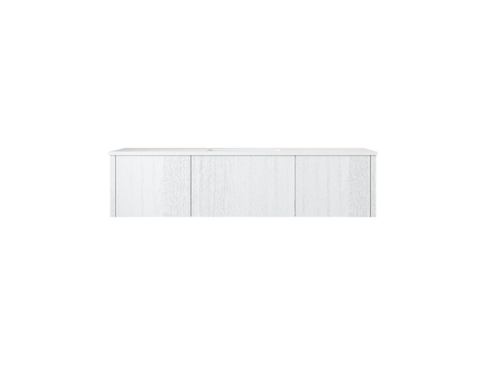 Laviva 313LGN-60CAW-MW Laviva Legno 60" Alabaster White Single Sink Bathroom Vanity with Matte White VIVA Stone Solid Surface Countertop 313LGN-60CAW-MW