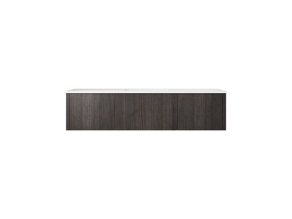 Laviva 313LGN-60CCR-MW Laviva Legno 60 Carbon Oak Single Sink Bathroom Vanity with Matte White VIVA Stone Solid Surface Countertop 313LGN-60CCR-MW