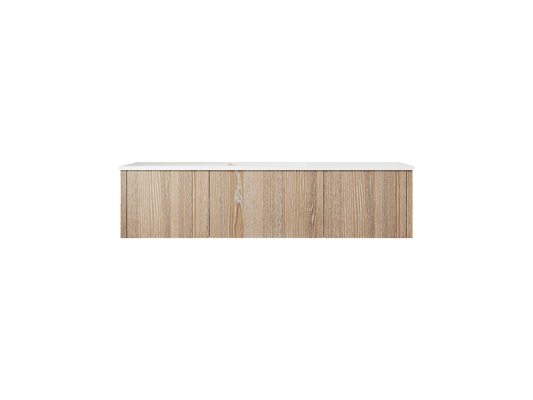 Laviva 313LGN-60CWG-MW Laviva Legno 60" Weathered Gray Single Sink Bathroom Vanity with Matte White VIVA Stone Solid Surface Countertop 313LGN-60CWG-MW