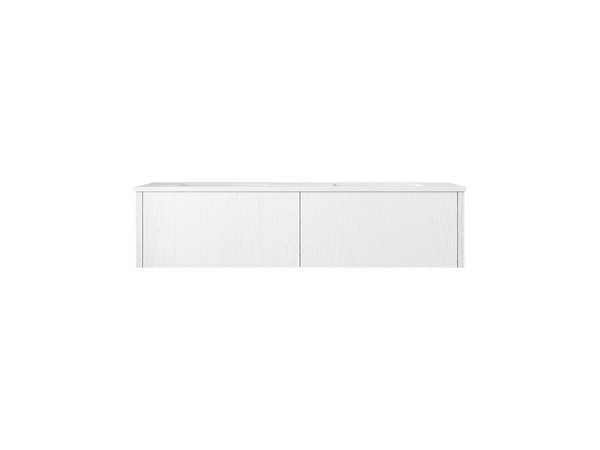 Laviva 313LGN-60DAW-MW Laviva Legno 60 Alabaster White Double Sink Bathroom Vanity with Matte White VIVA Stone Solid Surface Countertop 313LGN-60DAW-MW