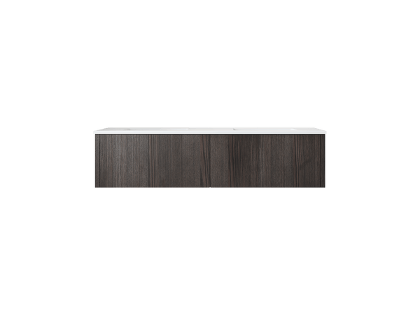 Laviva 313LGN-60DCR-MW Laviva Legno 60 Carbon Oak Double Sink Bathroom Vanity with Matte White VIVA Stone Solid Surface Countertop 313LGN-60DCR-MW