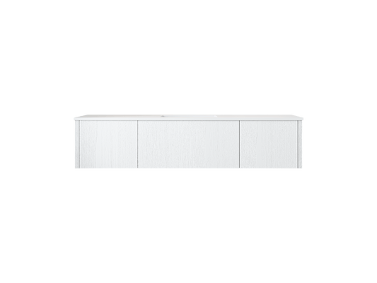 Laviva 313LGN-66AW-MW Laviva Legno 66" Alabaster White Bathroom Vanity with Matte White VIVA Stone Solid Surface Countertop 313LGN-66AW-MW