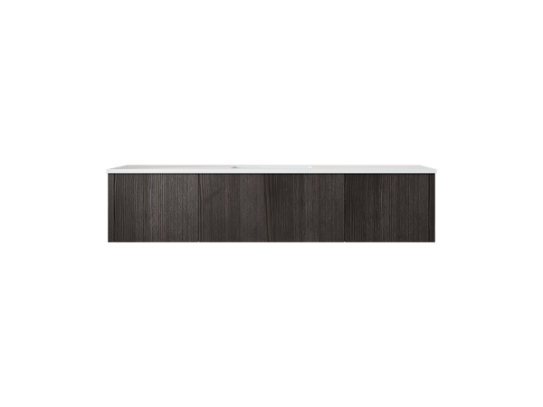 Laviva 313LGN-66CR-MW Laviva Legno 66 Carbon Oak Bathroom Vanity with Matte White VIVA Stone Solid Surface Countertop 313LGN-66CR-MW