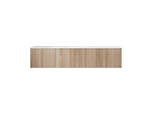 Laviva 313LGN-66WG-MW Laviva Legno 66" Weathered Gray Bathroom Vanity with Matte White VIVA Stone Solid Surface Countertop 313LGN-66WG-MW