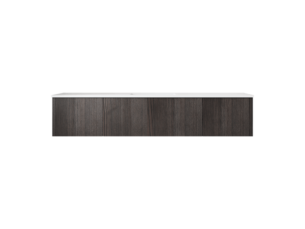 Laviva 313LGN-72CCR-MW Laviva Legno 72 Carbon Oak Single Sink Bathroom Vanity with Matte White VIVA Stone Solid Surface Countertop 313LGN-72CCR-MW