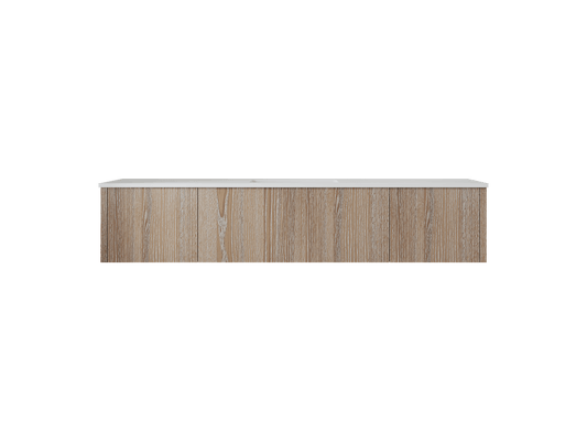 Laviva 313LGN-72CWG-MW Laviva Legno 72" Weathered Gray Single Sink Bathroom Vanity with Matte White VIVA Stone Solid Surface Countertop 313LGN-72CWG-MW