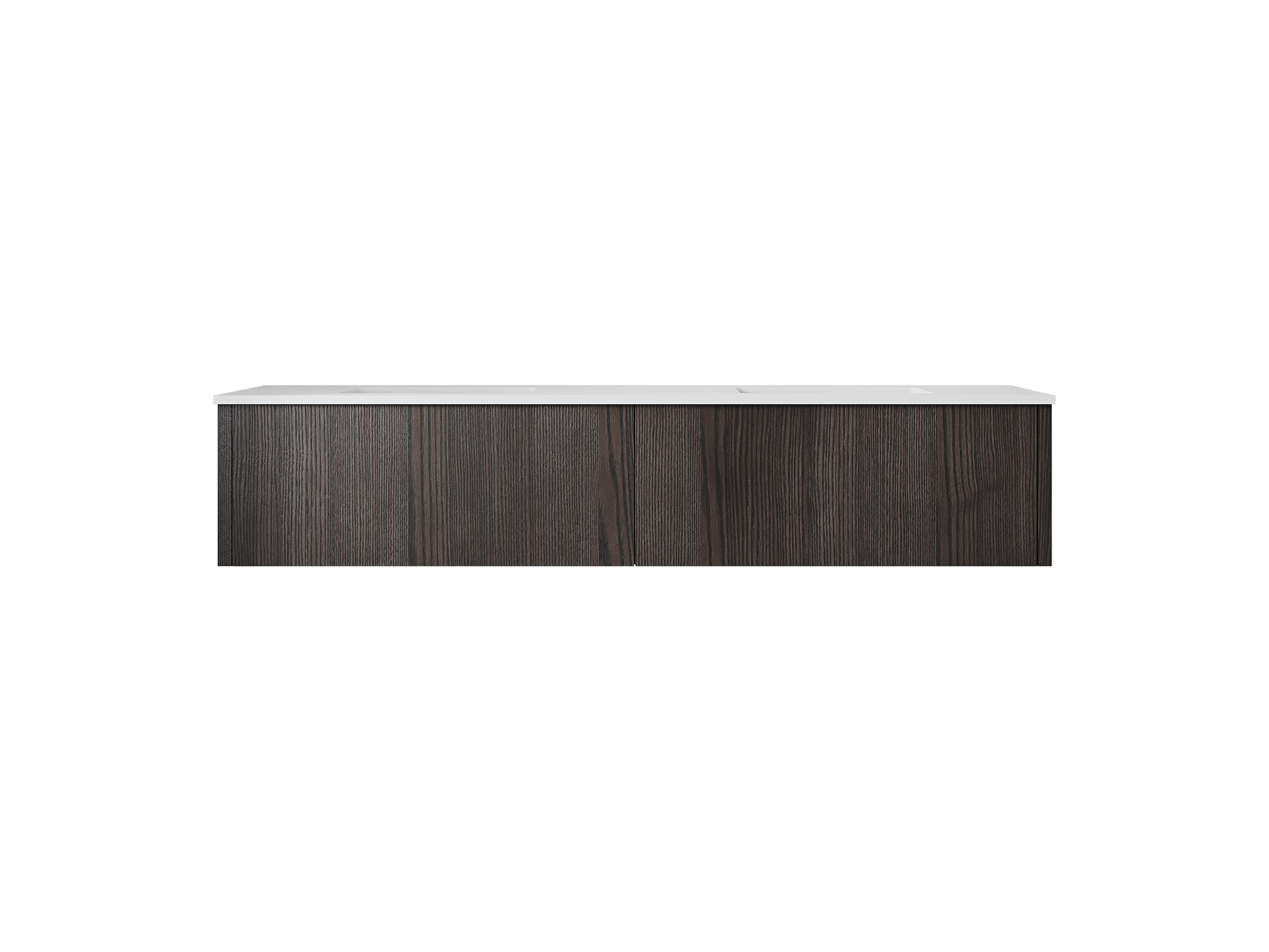 Laviva 313LGN-72DCR-MW Laviva Legno 72" Carbon Oak Double Sink Bathroom Vanity with Matte White VIVA Stone Solid Surface Countertop 313LGN-72DCR-MW