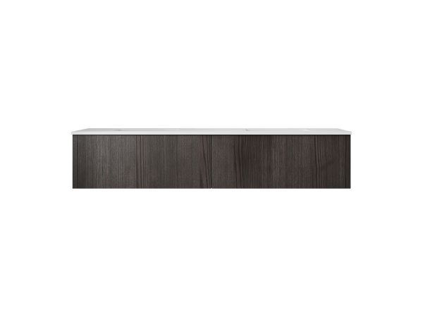 Laviva 313LGN-72DCR-MW Laviva Legno 72 Carbon Oak Double Sink Bathroom Vanity with Matte White VIVA Stone Solid Surface Countertop 313LGN-72DCR-MW