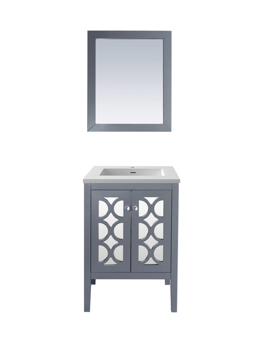 Laviva 313MKSH-24G-MW Laviva Mediterraneo 24" Gray Bathroom Vanity with Matte White VIVA Stone Solid Surface Countertop 313MKSH-24G-MW