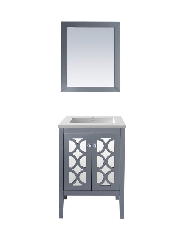 Laviva 313MKSH-24G-MW Laviva Mediterraneo 24 Gray Bathroom Vanity with Matte White VIVA Stone Solid Surface Countertop 313MKSH-24G-MW