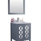 Laviva 313MKSH-24G-WC Laviva Mediterraneo 24" Gray Bathroom Vanity with White Carrara Marble Countertop 313MKSH-24G-WC