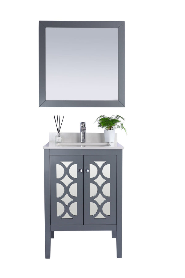 Laviva 313MKSH-24G-WQ Laviva Mediterraneo 24 Gray Bathroom Vanity with White Quartz Countertop 313MKSH-24G-WQ