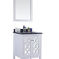 Laviva 313MKSH-24W-BW Laviva Mediterraneo 24" White Bathroom Vanity with Black Wood Marble Countertop 313MKSH-24W-BW