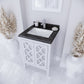 Laviva 313MKSH-24W-BW Laviva Mediterraneo 24" White Bathroom Vanity with Black Wood Marble Countertop 313MKSH-24W-BW