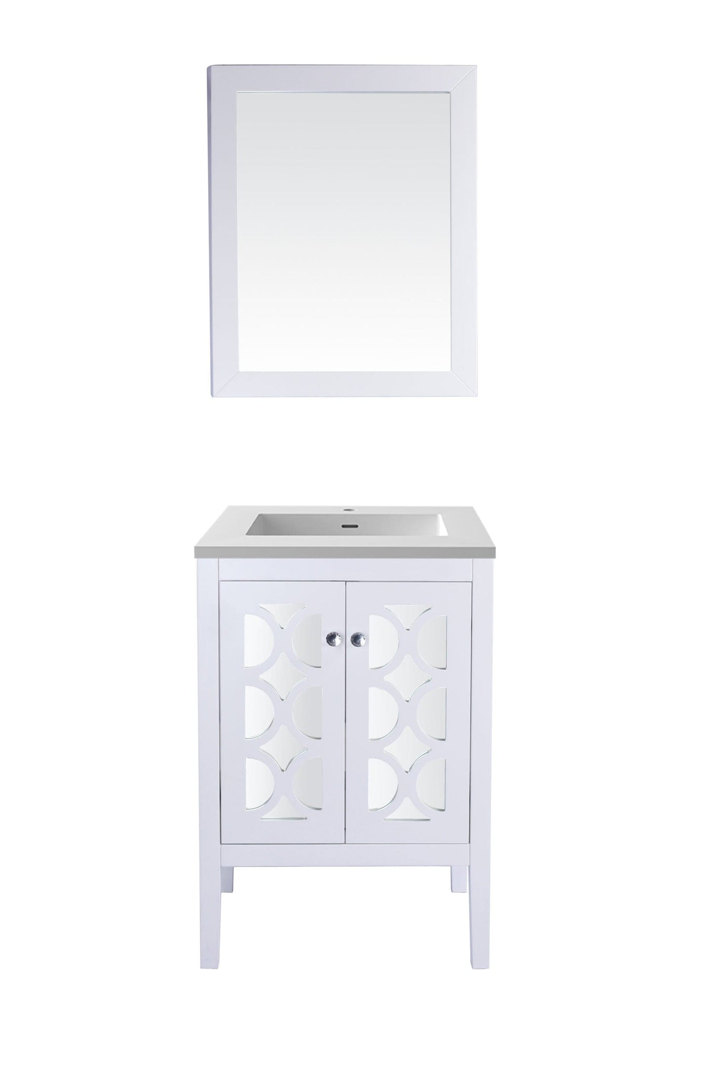 Laviva 313MKSH-24W-MW Laviva Mediterraneo 24" White Bathroom Vanity with Matte White VIVA Stone Solid Surface Countertop 313MKSH-24W-MW