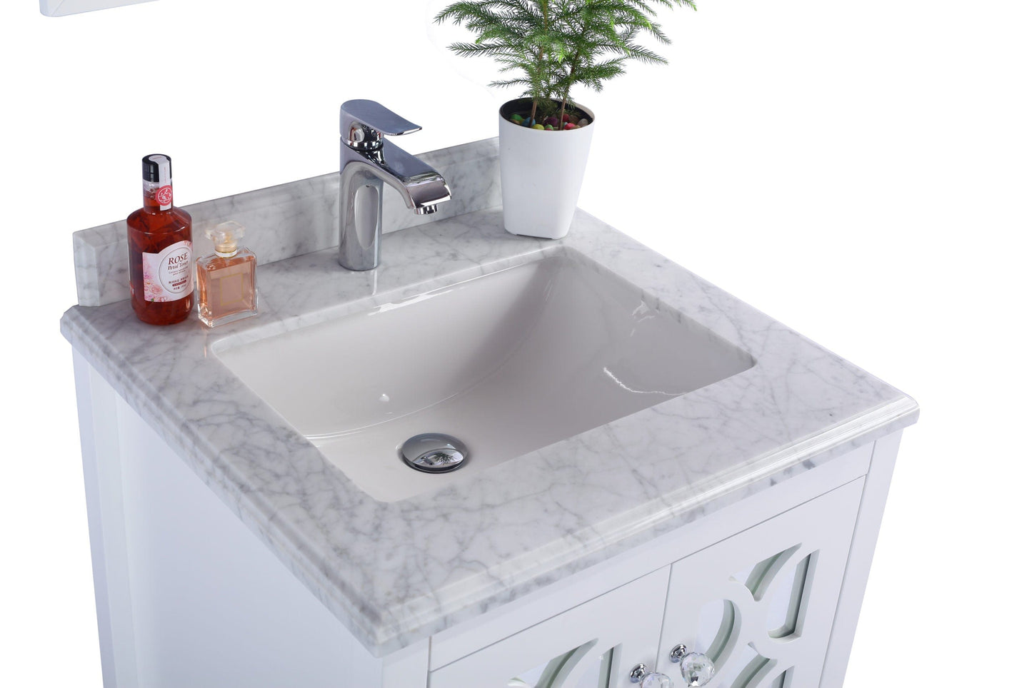 Laviva 313MKSH-24W-WC Laviva Mediterraneo 24" White Bathroom Vanity with White Carrara Marble Countertop 313MKSH-24W-WC