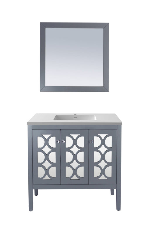 Laviva 313MKSH-36G-MW Laviva Mediterraneo 36" Gray Bathroom Vanity with Matte White VIVA Stone Solid Surface Countertop 313MKSH-36G-MW